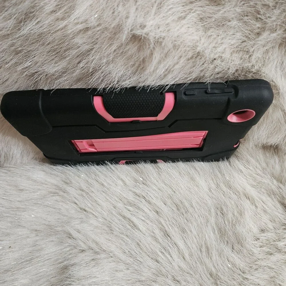 Heavy Duty Case for TCL Tab 8 LE 9137W / Tab 8 WiFi 9132X Pink Black Kickstand